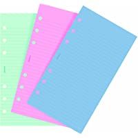 Filofax Personal - Recambio para agenda de anillas- hojas rayadas para notas- color verde- rosa y azul